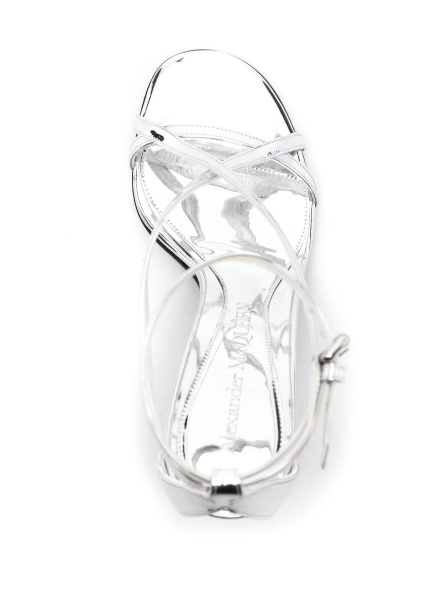 Alexander McQueen Twisted Armadillo 95mm Patent Sandals For Women Striking Architectural Heels