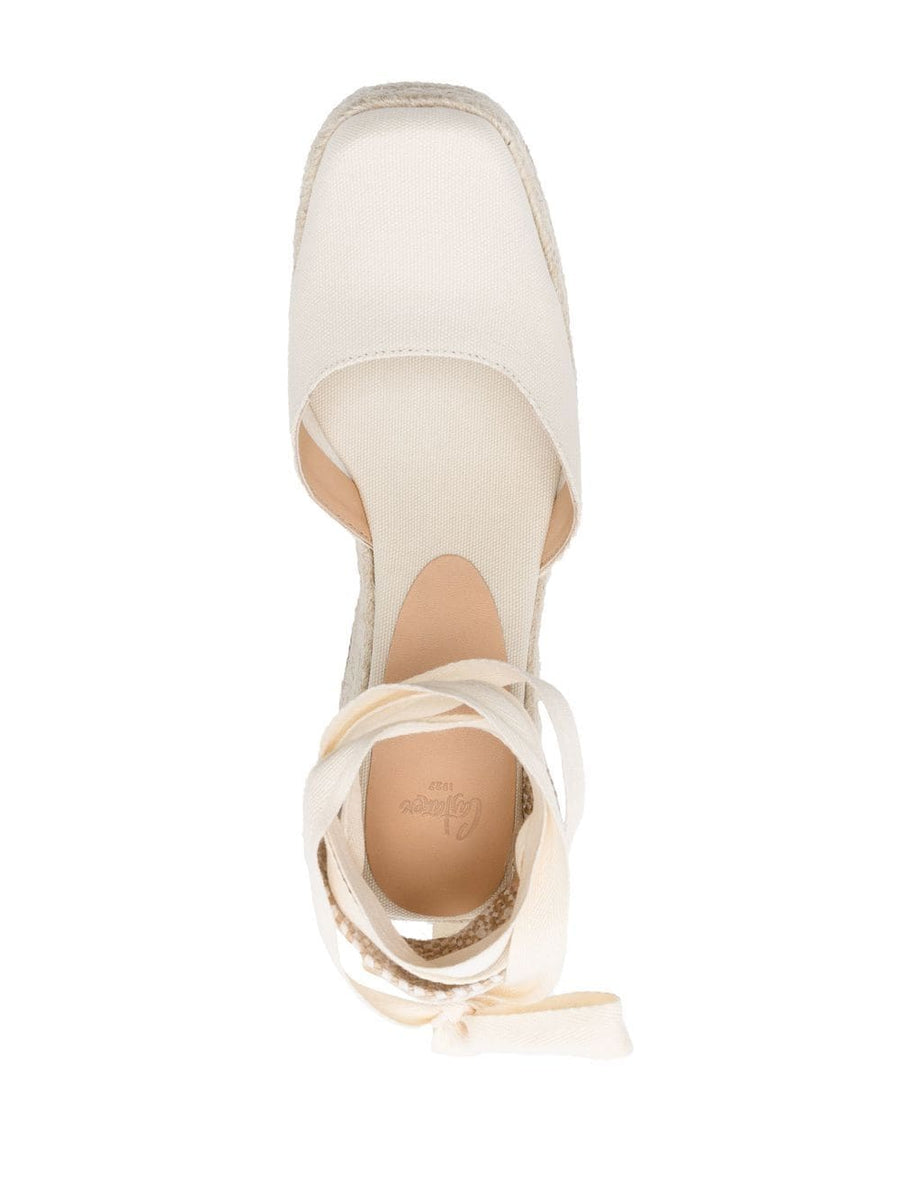 Castañer Tina Raffia Wedge Espadrilles For Women With Ankle Tie Secure Fit 80mm Braided Raffia