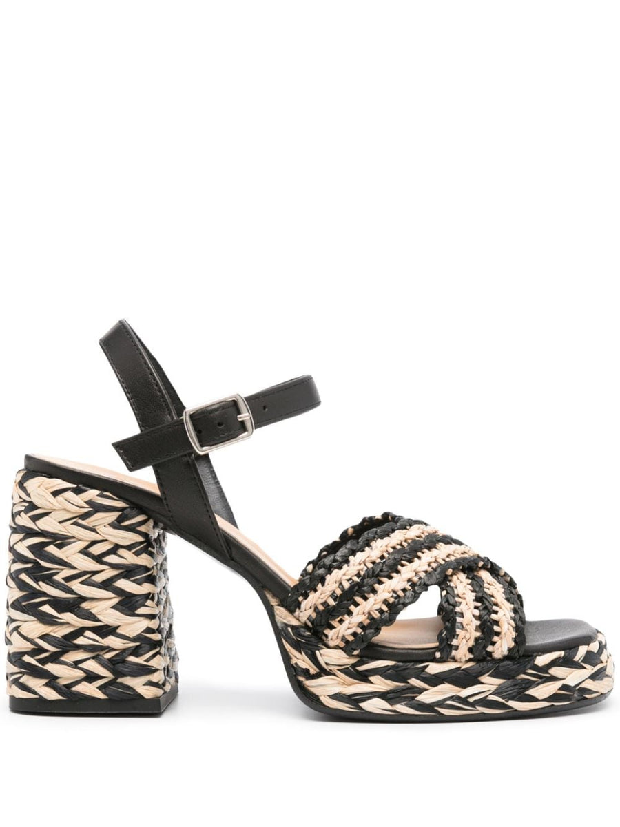 Castañer Vicen Raffia Heel Sandals Interwoven Toe Strap