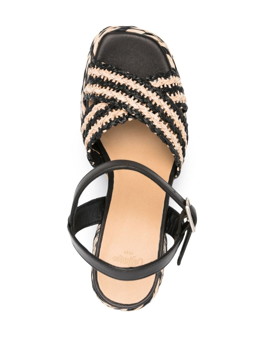 Castañer Vicen Raffia Heel Sandals Interwoven Toe Strap
