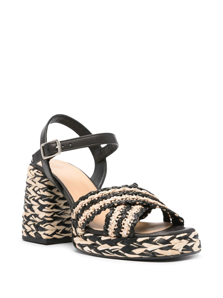 Castañer Vicen Raffia Heel Sandals Interwoven Toe Strap