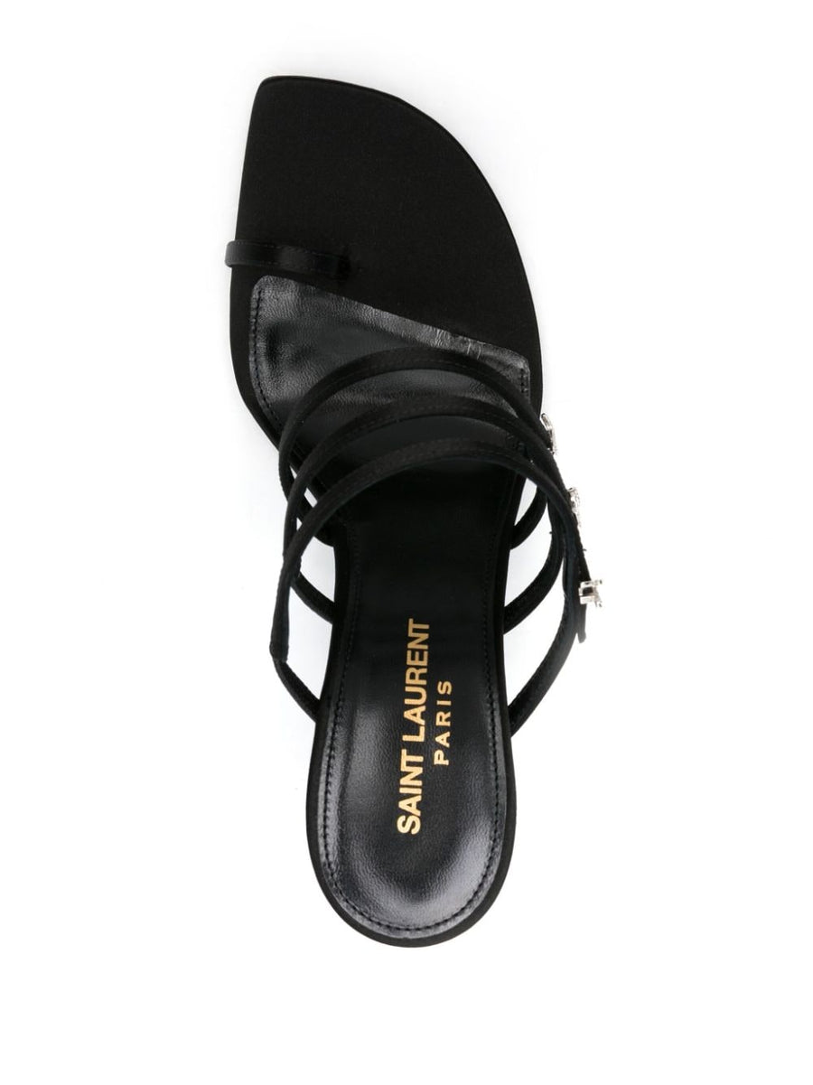Saint Laurent Jerry 95mm Crystal Embellished Satin Sandals For Luxurious Evening Wear Women
