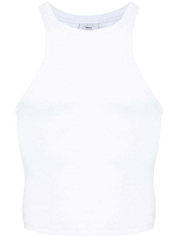 Vetements Logo Cotton Tank Top Unisex Cropped White Breathable Premium Streetwear