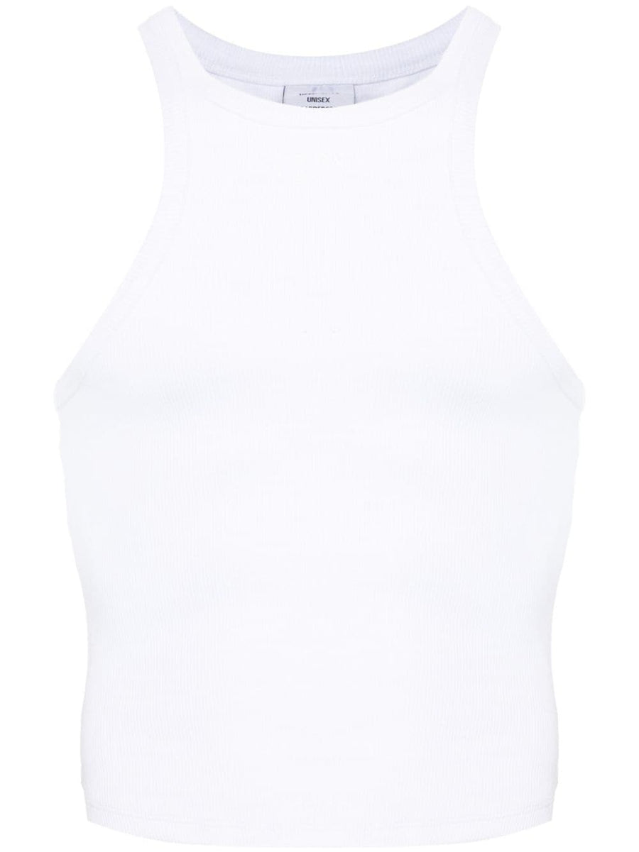 Vetements Logo Cotton Tank Top Unisex Cropped White Breathable Premium Streetwear