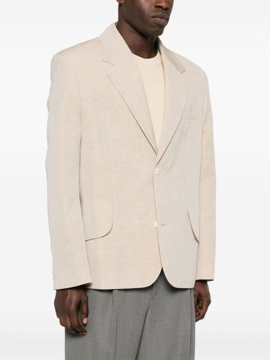 Jacquemus La Veste Titolo Beige Linen Virgin Wool Blazer For Men Breathable Day To Night Versatility