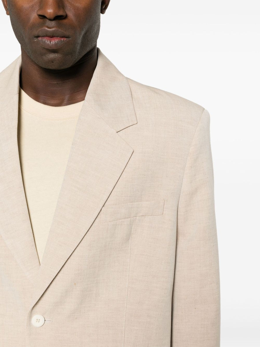 Jacquemus La Veste Titolo Beige Linen Virgin Wool Blazer For Men Breathable Day To Night Versatility
