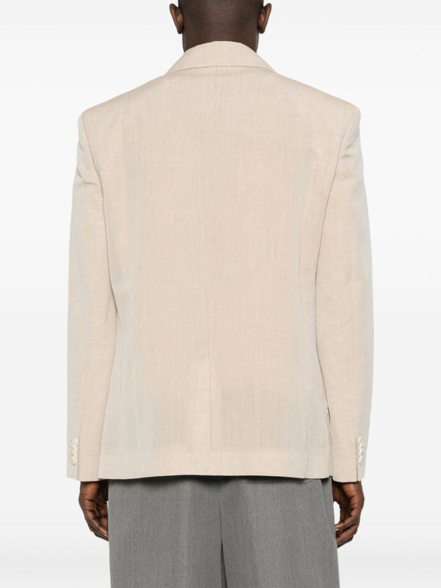 Jacquemus La Veste Titolo Beige Linen Virgin Wool Blazer For Men Breathable Day To Night Versatility