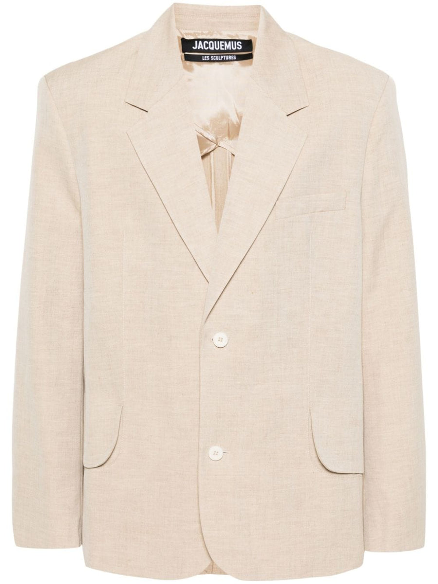 Jacquemus La Veste Titolo Beige Linen Virgin Wool Blazer For Men Breathable Day To Night Versatility