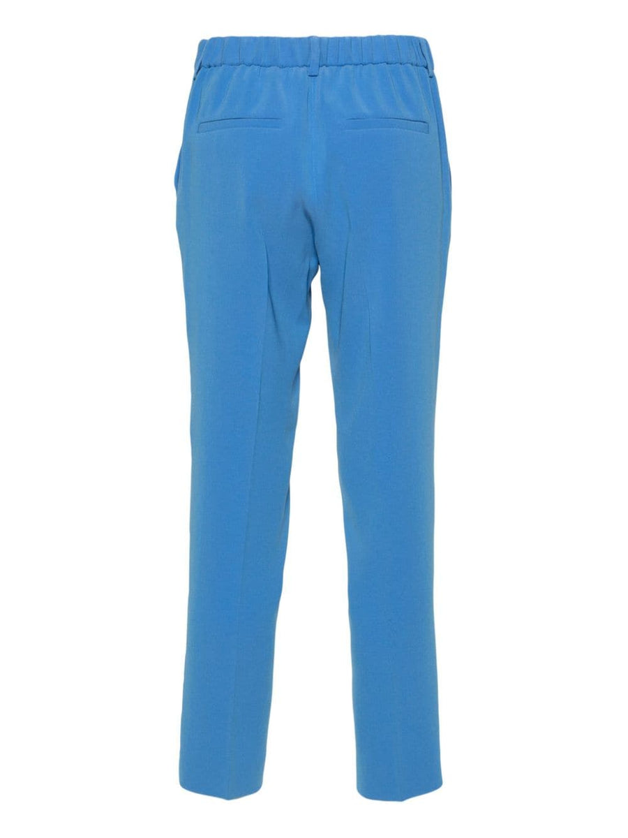 Alberto Biani Cady Trousers For Women Cerulean Blue With Pressed Crease And Elastic Back Waistband