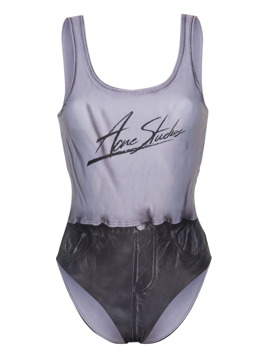 Acne Studios Printed Swimsuit For Women Chic Modern Scoop Neck With Full Lining Comfort