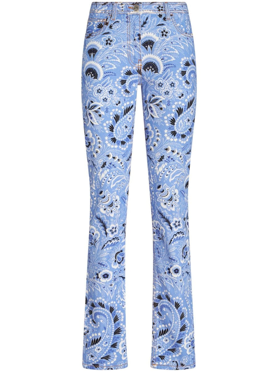 Etro Bandana Print Skinny Jeans For Women Luxury Stretch Cotton Mid Rise Slim Fit