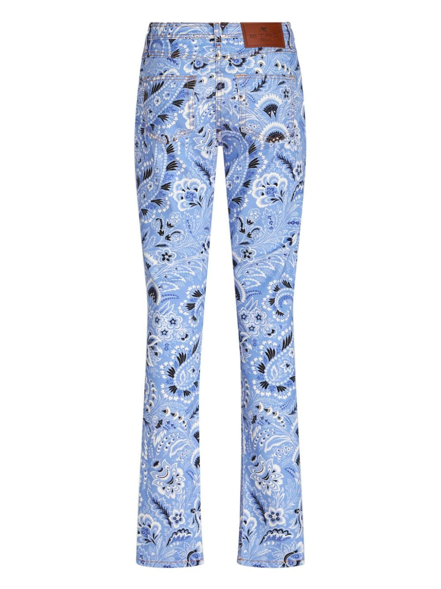 Etro Bandana Print Skinny Jeans For Women Luxury Stretch Cotton Mid Rise Slim Fit