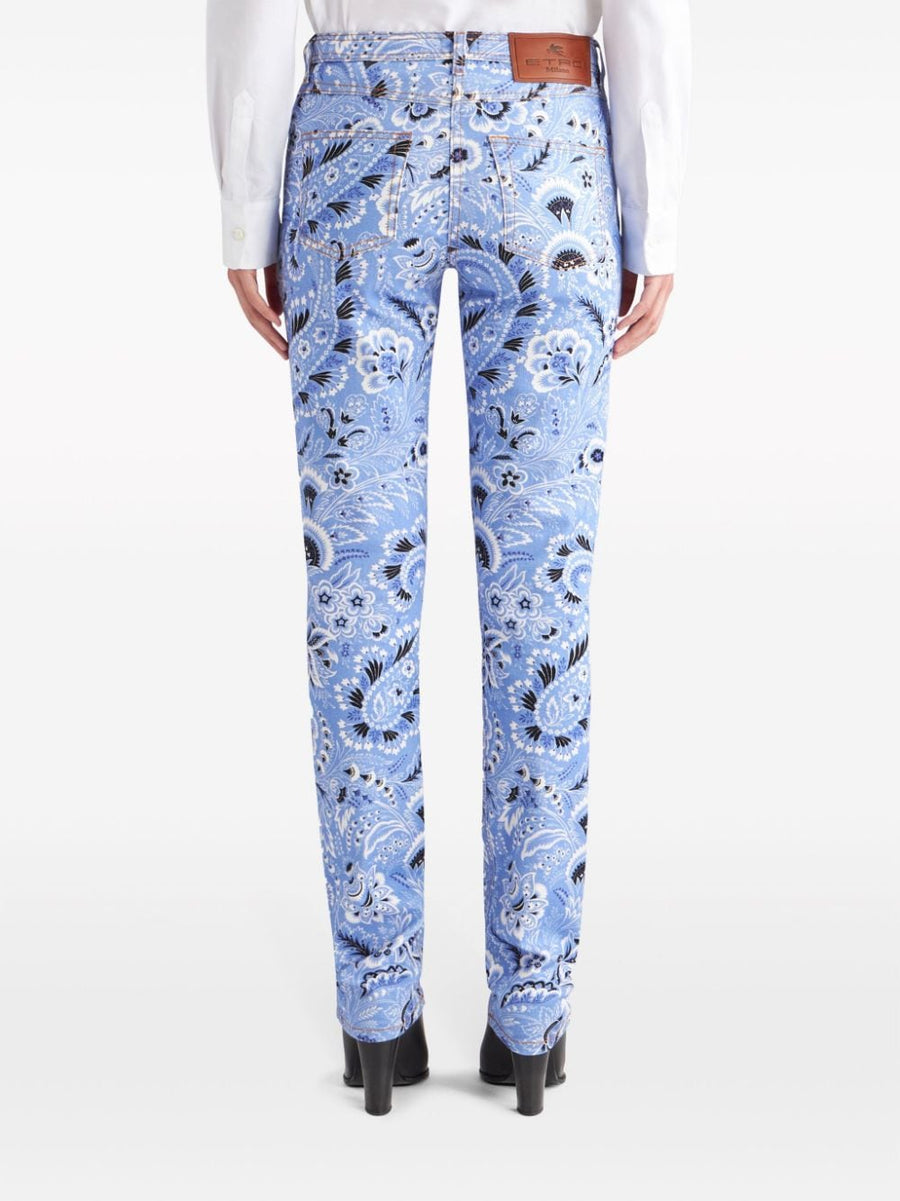 Etro Bandana Print Skinny Jeans For Women Luxury Stretch Cotton Mid Rise Slim Fit