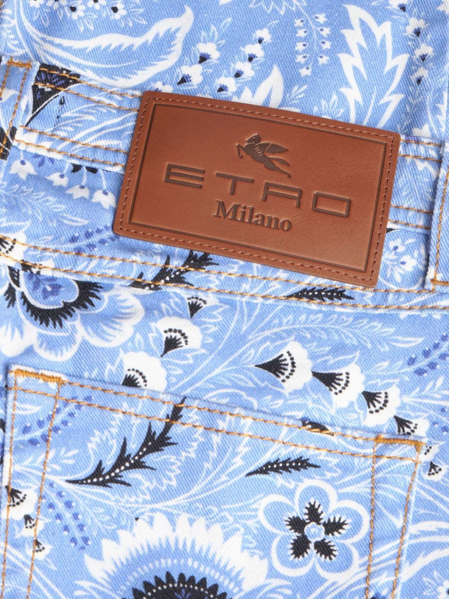 Etro Bandana Print Skinny Jeans For Women Luxury Stretch Cotton Mid Rise Slim Fit