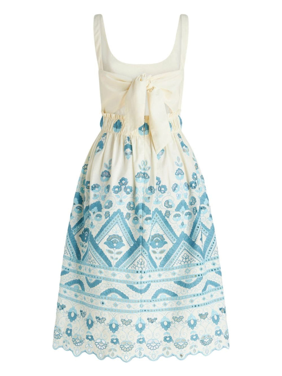Etro Broderie Anglaise Dress Flared Silhouette For Women Cotton Blend Embroidered Luxury Garden Party