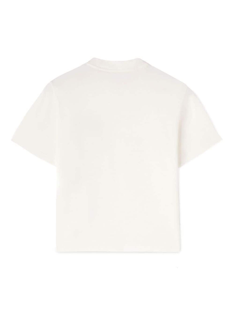 Palm Angels Logo Cropped White Cotton Tee For Women With Black Embroidered Chest Logo Streetwear Essential