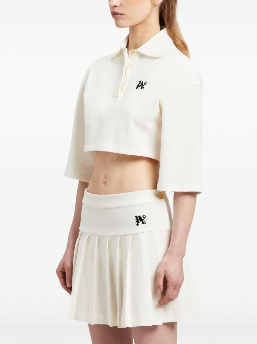 Palm Angels Monogram Cropped Polo Shirt For Women Luxe Streetwear Statement Piece