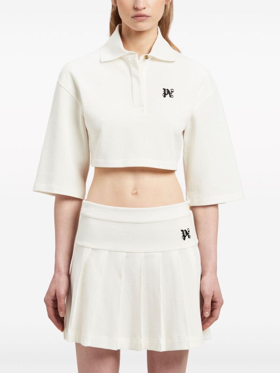 Palm Angels Monogram Cropped Polo Shirt For Women Luxe Streetwear Statement Piece