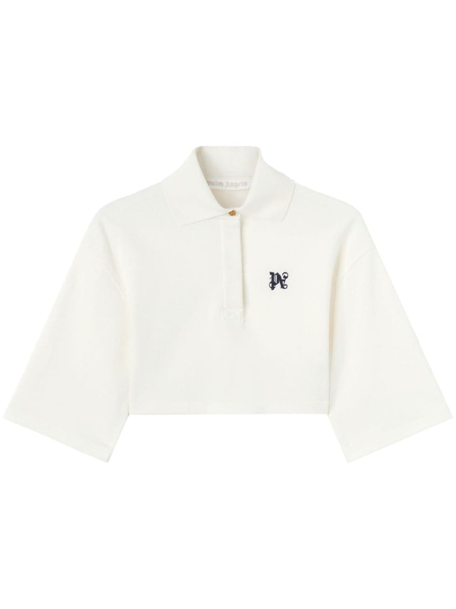 Palm Angels Monogram Cropped Polo Shirt For Women Luxe Streetwear Statement Piece