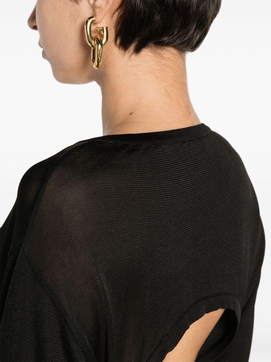 Saint Laurent Open Back Knitted Dress With Tailored Waist Pencil Silhouette For Women Day To Night