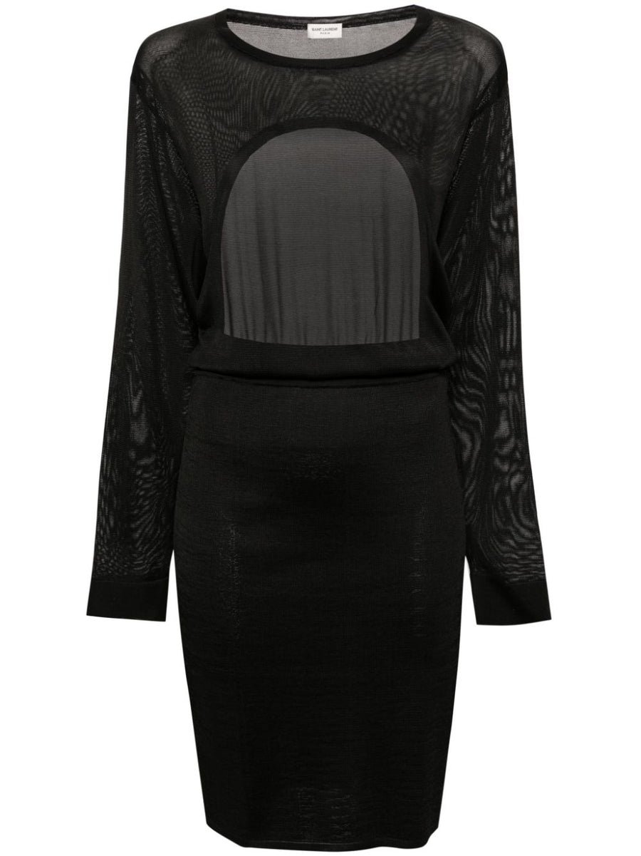 Saint Laurent Open Back Knitted Dress With Tailored Waist Pencil Silhouette For Women Day To Night
