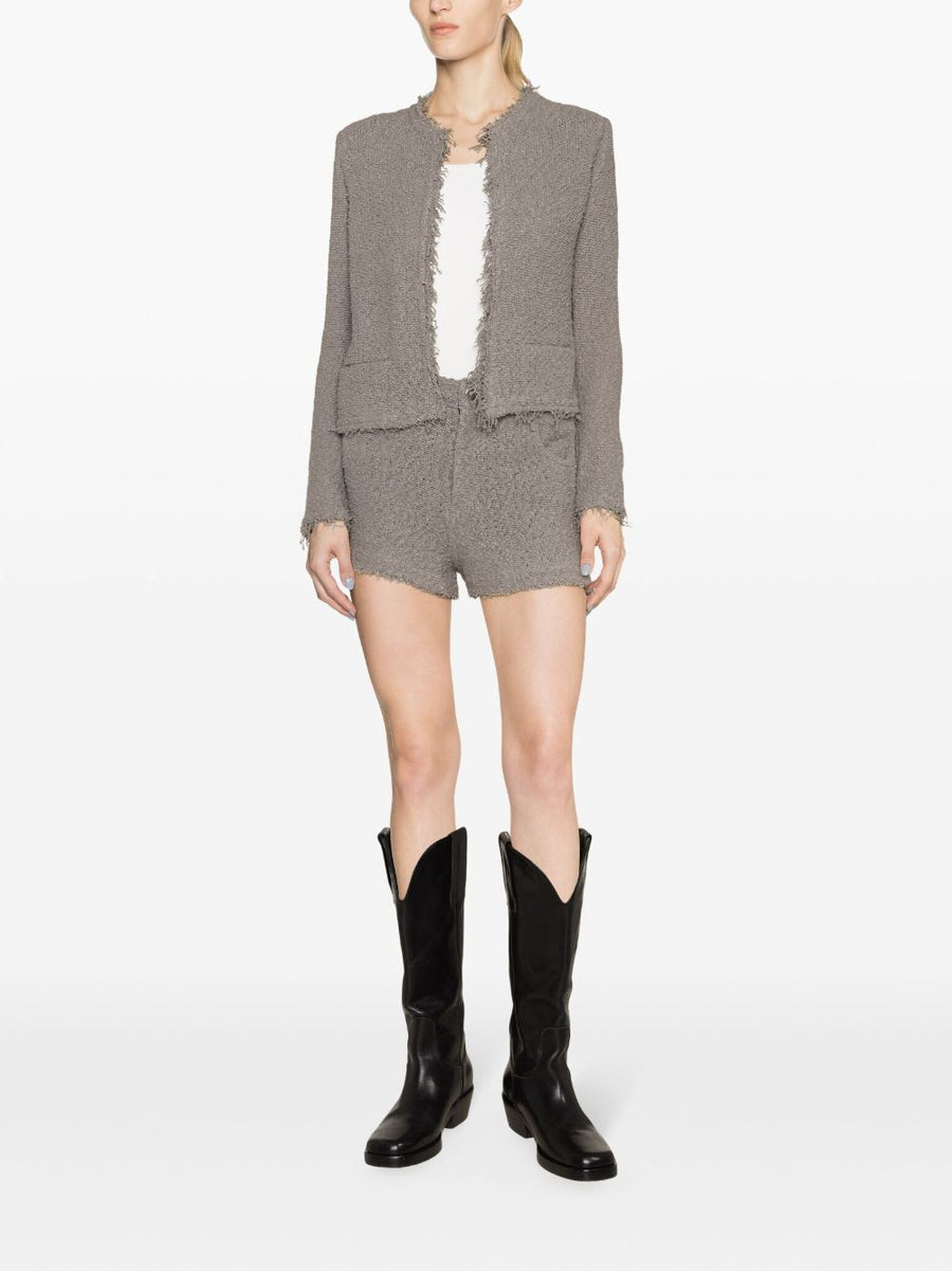 Iro Daphna Cotton Blend Shorts Grey Boucle High Waisted Thigh Length Versatile Wardrobe Essential For Modern Women