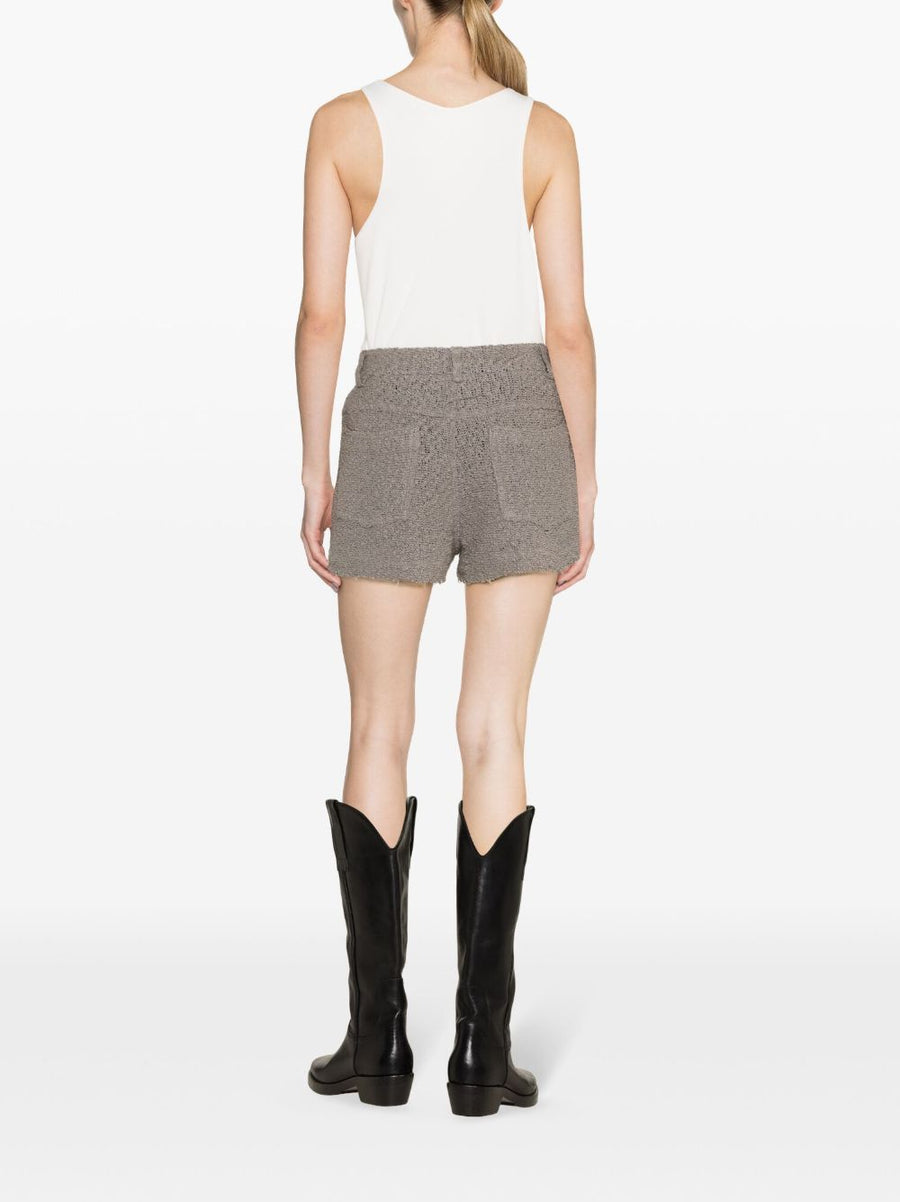 Iro Daphna Cotton Blend Shorts Grey Boucle High Waisted Thigh Length Versatile Wardrobe Essential For Modern Women