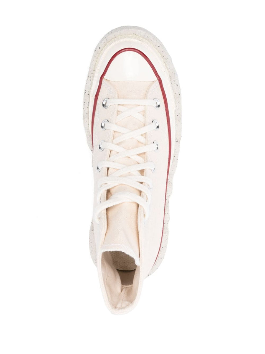 Converse Chuck 70 Shark Trek High Top Sneakers for Women Beige Cotton Canvas Rugged All Season Comfort