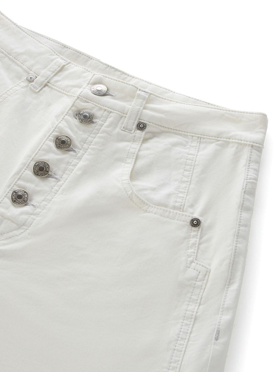Woolrich White Wide Leg Denim Jeans With Stretch Cotton High Waist Versatile Everyday Wear For Women