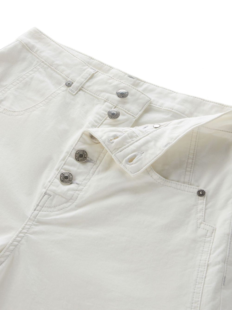Woolrich White Wide Leg Denim Jeans With Stretch Cotton High Waist Versatile Everyday Wear For Women