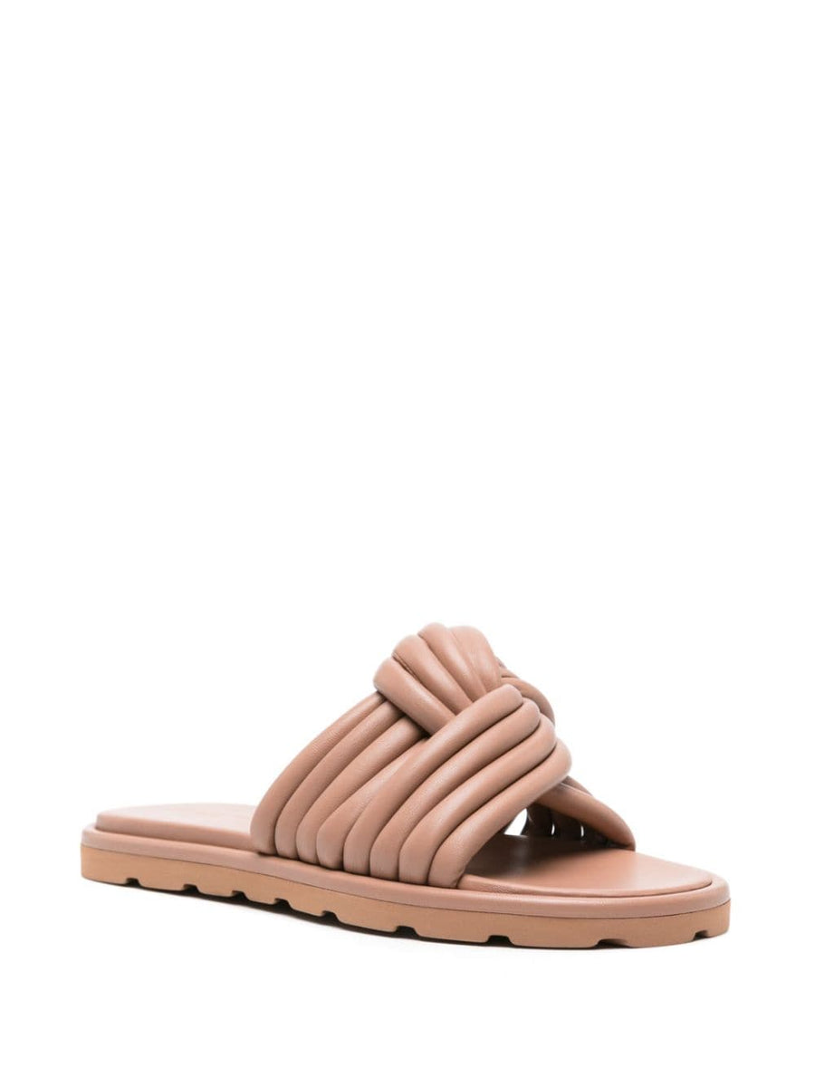 Gianvito Rossi Ottavia Leather Slides for Women Luxury Calf Leather Slip On with Padded Footbed