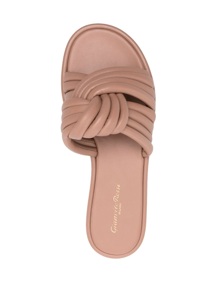 Gianvito Rossi Ottavia Leather Slides for Women Luxury Calf Leather Slip On with Padded Footbed