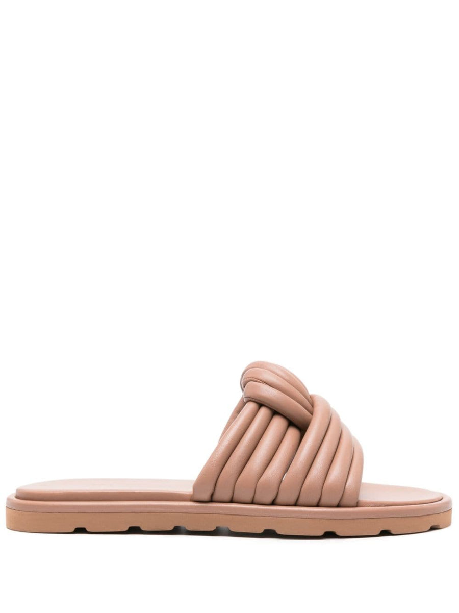 Gianvito Rossi Ottavia Leather Slides for Women Luxury Calf Leather Slip On with Padded Footbed