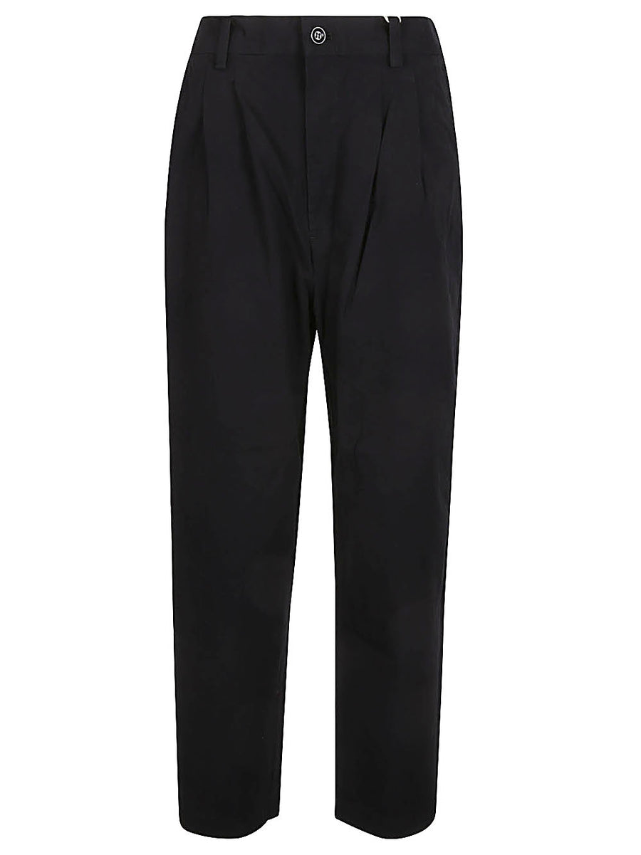Sarahwear Cotton Trousers For Women, Tapered Fit With Elastic Back Waistband, Durable Black Cotton