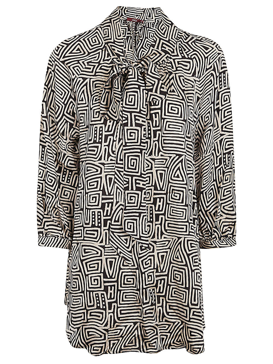 Obidi Printed Silk Shirt For Women Beige Monogram Print Luxurious Versatile V Neck Style