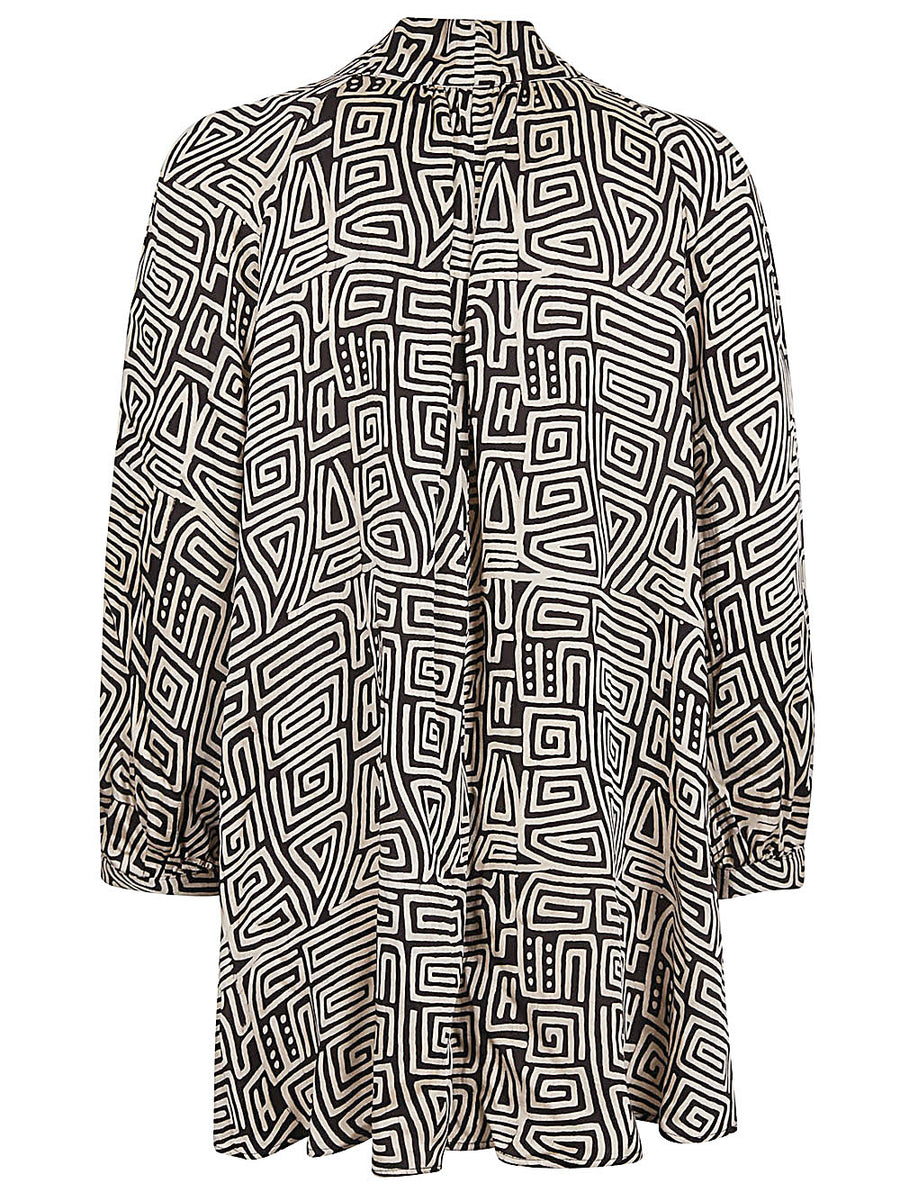Obidi Printed Silk Shirt For Women Beige Monogram Print Luxurious Versatile V Neck Style
