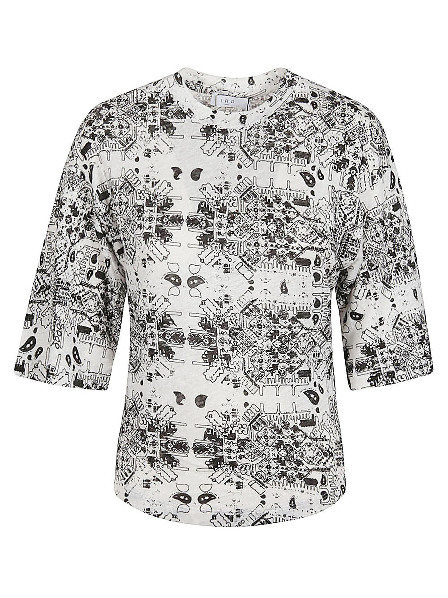 Iro Walia Linen T Shirt For Women Lightweight Breathable White Linen Tee With Graphic Print