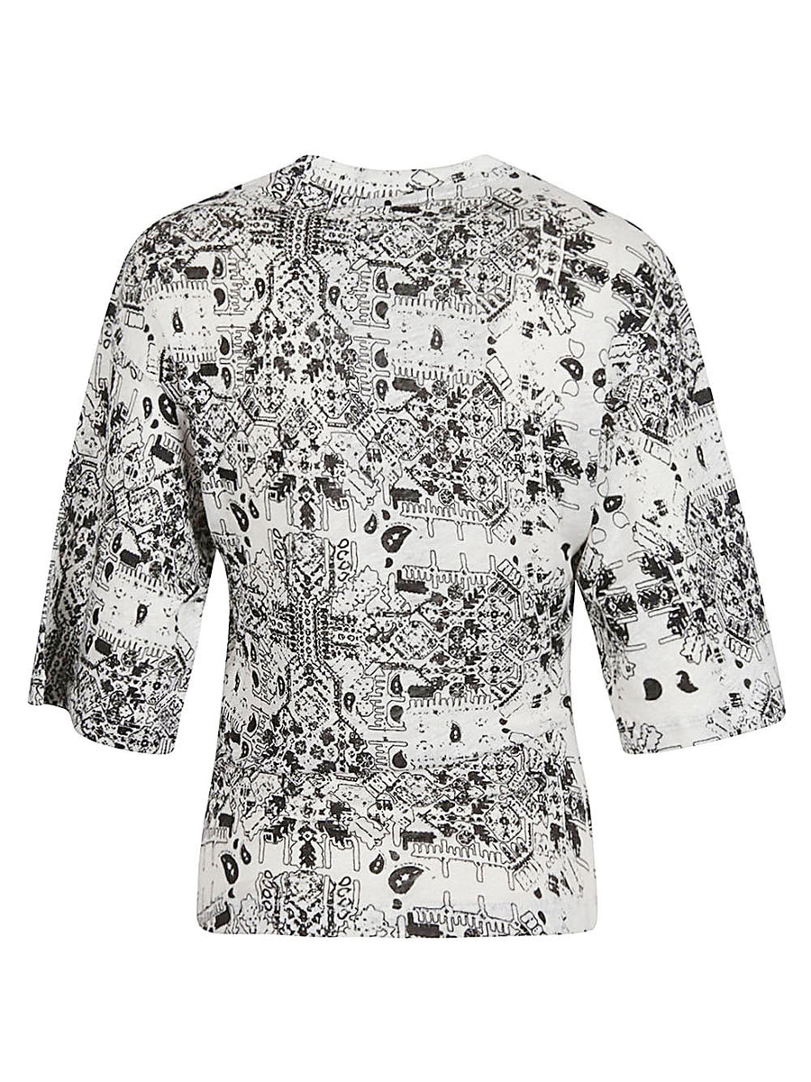 Iro Walia Linen T Shirt For Women Lightweight Breathable White Linen Tee With Graphic Print