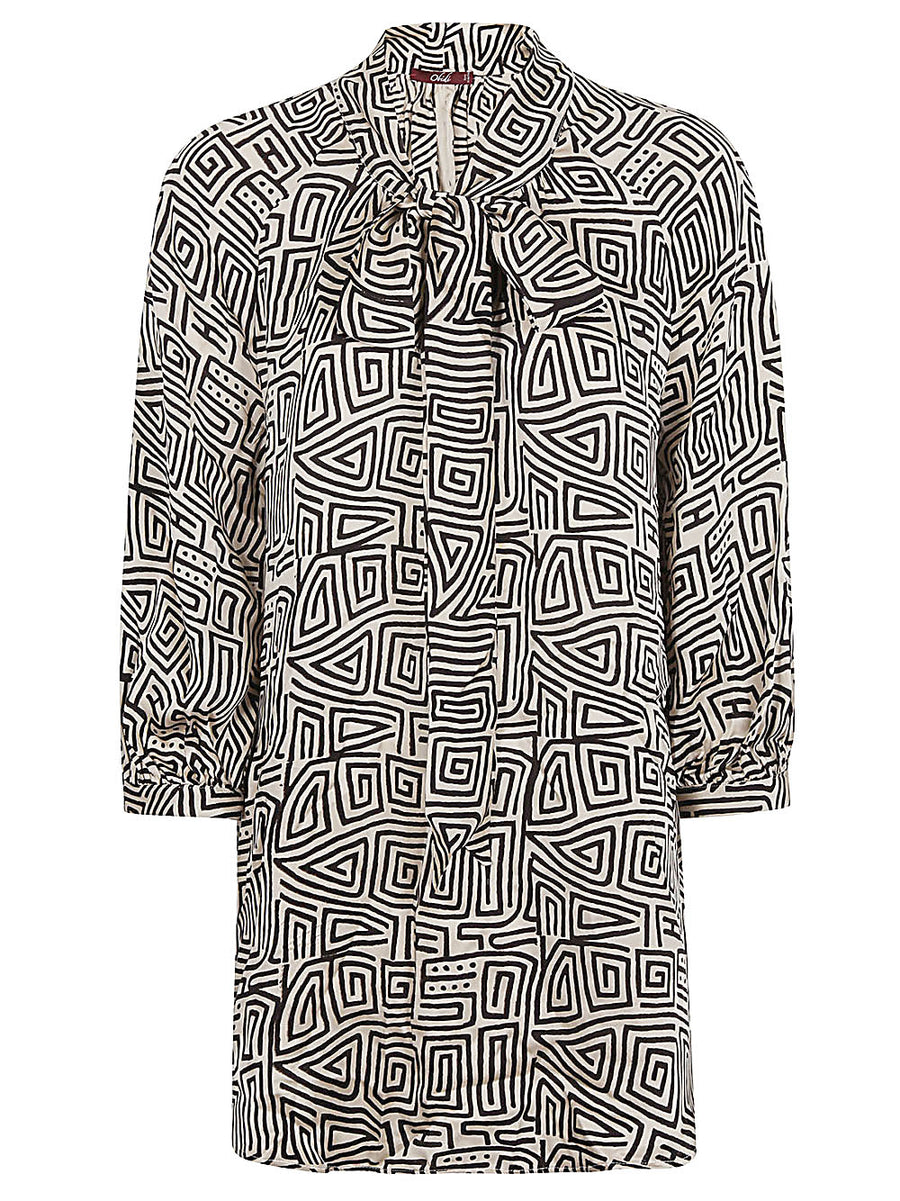Obidi Printed Silk Shirt for Women with V Neck and Graphic Monogram Print Timeless Luxury