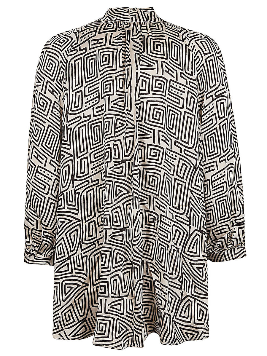 Obidi Printed Silk Shirt for Women with V Neck and Graphic Monogram Print Timeless Luxury