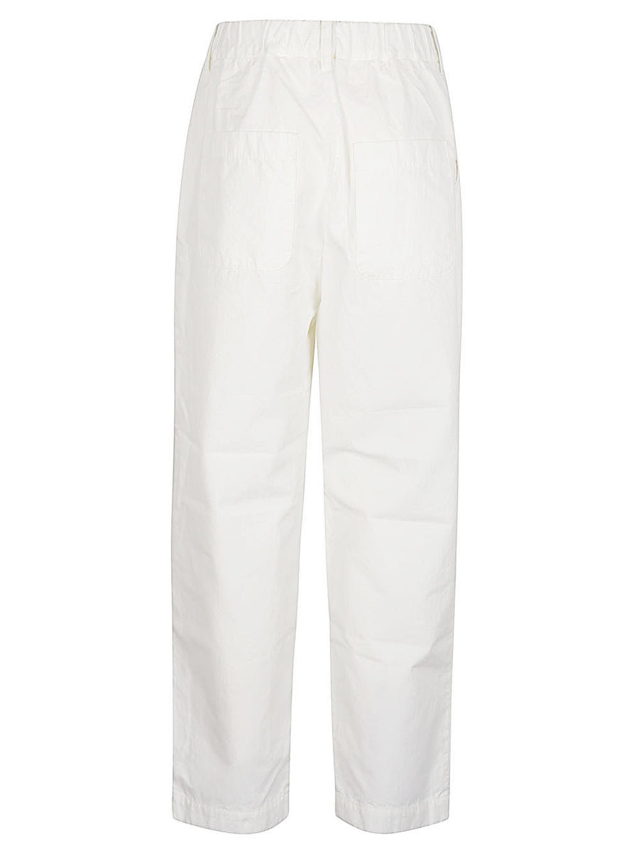 Sarahwear White Cotton Trousers for Women Back Elastic Waist Dress Ready Everyday Versatile