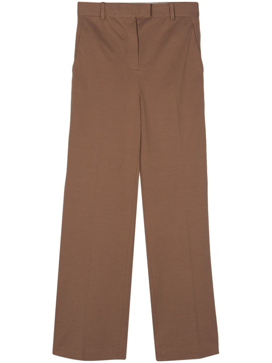 Circolo 1901 Pique Trousers For Women Versatile Cotton Blend Stretch Chocolate Brown Office Ready
