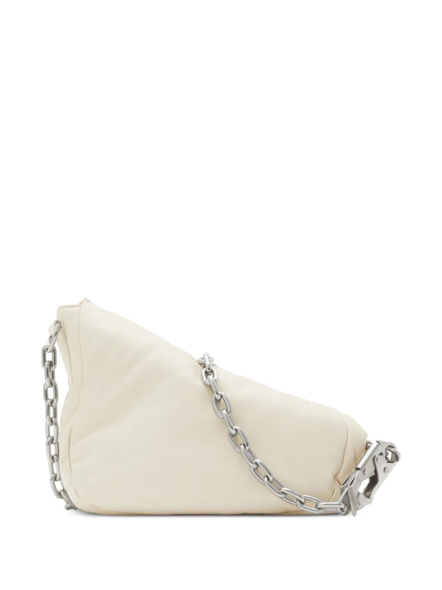 Burberry Small Knight Leather Shoulder Bag Cream White Lambskin With Ring Embellishment For Women