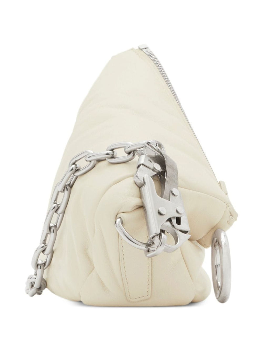 Burberry Small Knight Leather Shoulder Bag Cream White Lambskin With Ring Embellishment For Women