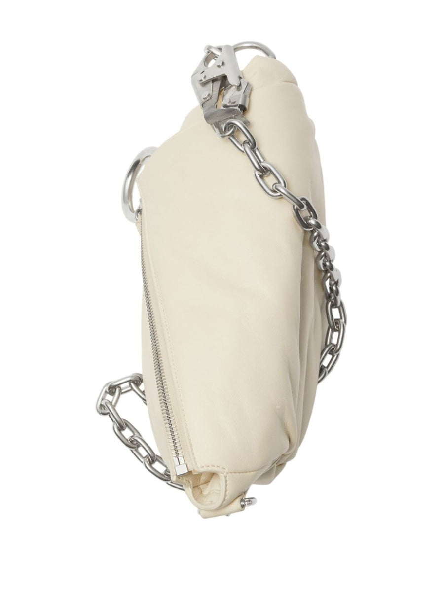 Burberry Small Knight Leather Shoulder Bag Cream White Lambskin With Ring Embellishment For Women