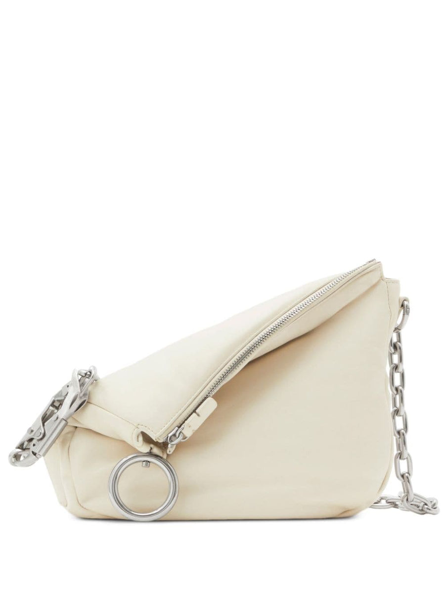 Burberry Small Knight Leather Shoulder Bag Cream White Lambskin With Ring Embellishment For Women