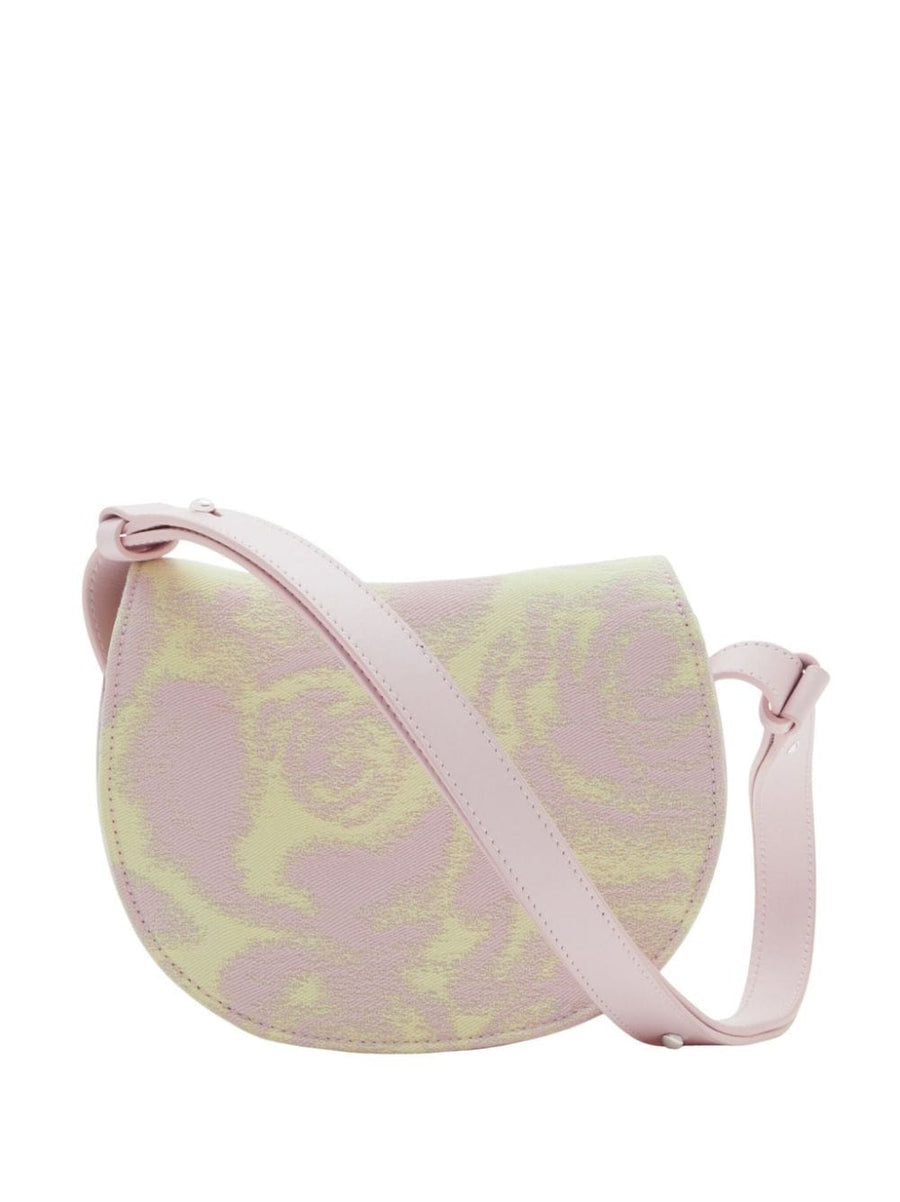 Burberry Mini Rocking Horse Crossbody Bag Pink Calf Leather Wool Silk Blend With Lambskin Lining For Women Luxury
