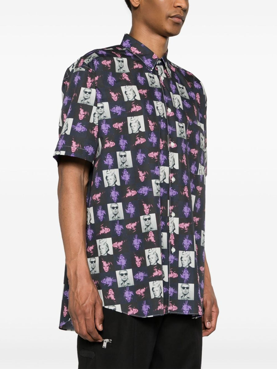 Comme Des Garcons Andy Warhol Print Shirt For Men Multicolor Cotton Poplin Tailored Art Collab