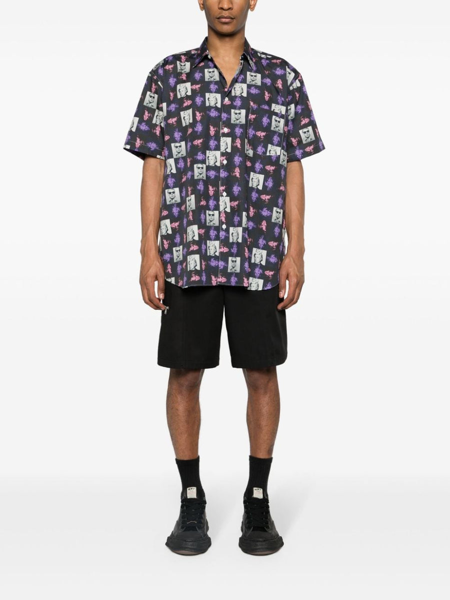 Comme Des Garcons Andy Warhol Print Shirt For Men Multicolor Cotton Poplin Tailored Art Collab