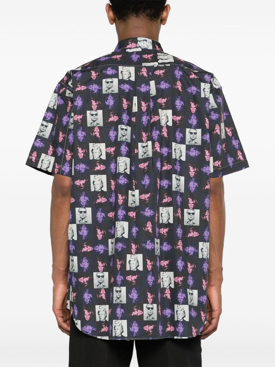 Comme Des Garcons Andy Warhol Print Shirt For Men Multicolor Cotton Poplin Tailored Art Collab
